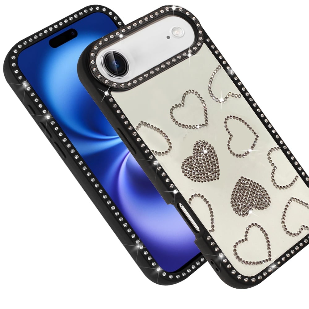 For Apple iPhone 17 Air (6.6") Spread Love Glitter Shimmer Bling Diamond Edge Hybrid Drop Protection Shockproof Design Case Cover