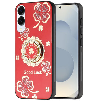 For Samsung Galaxy S25 EDGE Diamonds 3D Fashion Bling Sparkly Glitter Ornaments Engraving Hybrid with Ring Stand Case Cover