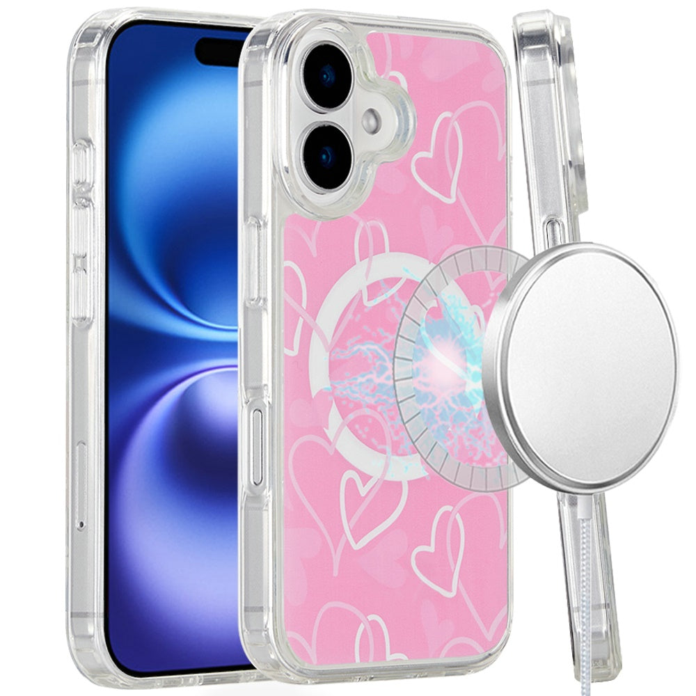 For Apple iPhone 16 Plus (6.7") Magsafe Case Cute Pattern Design Durable Shockproof SlimTPU Hard Back [Compatible with Magsafe] Case Cover