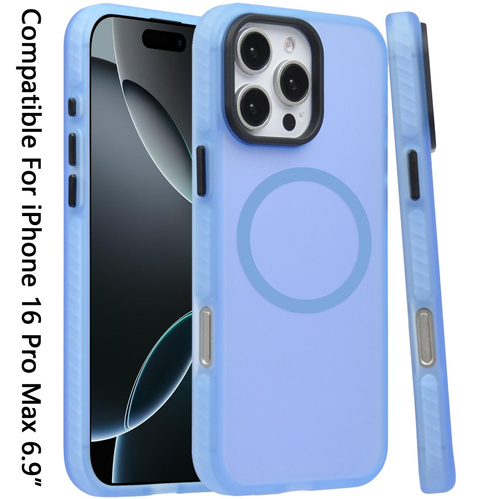 For Apple iPhone 16 Pro Max (6.9") Matte Skin Hybrid TPU with Magnetic Circle MagSafe Compatible, Military Grade Shockproof Slim Fit Case Cover