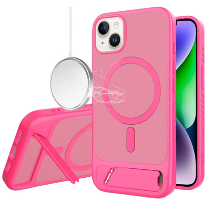 For Samsung Galaxy S26 Ultra Matte Magnetic Circle Back TPU Hybrid Drop Protection with Metal Kickstand Shockproof Design Case Cover Hotpink