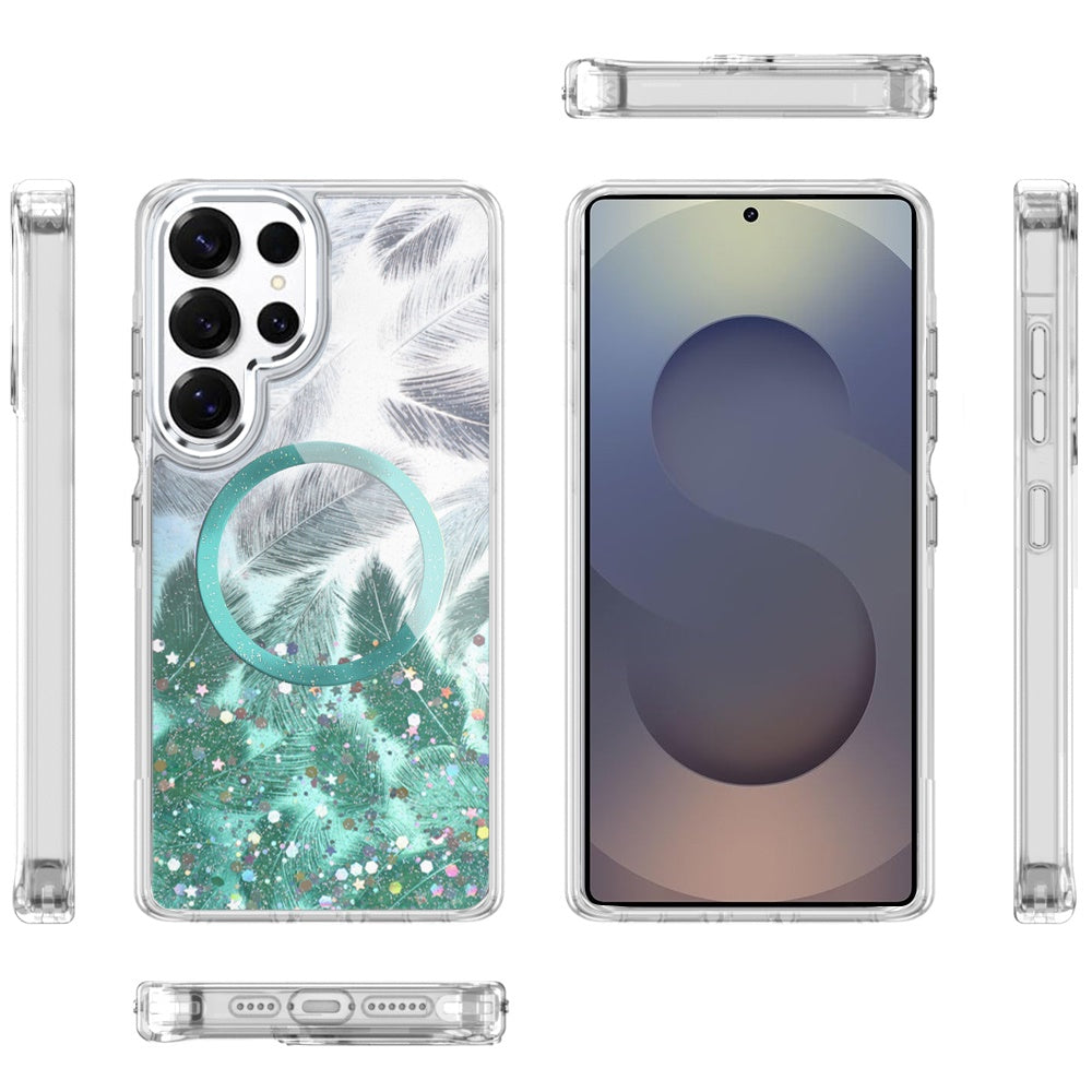 For Samsung Galaxy S26 Ultra Epoxy Glitter Shimmer Fashion Case with Magnetic Magsafe Compatible Hybrid Sparkling Slim Protective Case Cover