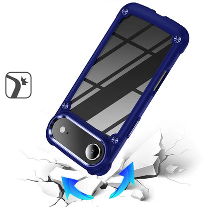 For Apple iPhone 17 AIR Hybrid Transparent Rubber with Metal Buttons & Camera Edges Hard TPU Corner Frame Bumper Case Cover