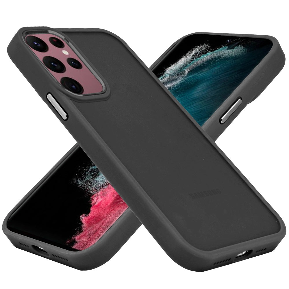 For Samsung Galaxy S23+ / S23 Plus Slim Fit Thin Hybrid,Frosted Matte Polished Acrylic Hard PC with TPU Rubber Frame Case Cover Black