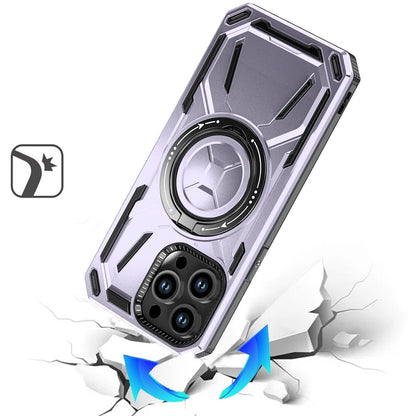 For iPhone 14 Pro Max (6.7") Hybrid Magnetic Ring and 360° Rotational Kickstand with MagSafe Compatible, Military Grade Drop Protection Case Cover Light Purple