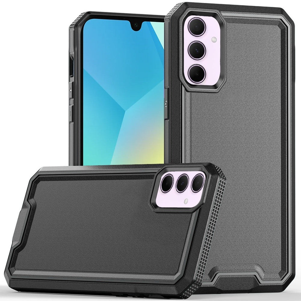 For Samsung Galaxy A16 5G Tough Modern Fused Hybrid Armor Hard PC TPU Rubber Shockproof Drop Protection Impact Case Cover Black