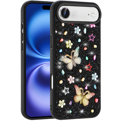 For Apple iPhone 17 Air (6.6") Diamond Butterfly 3D Glitter Bling Design, Slim Hybrid Sparkle Protective Cover TPU for Women Girls Case Cover