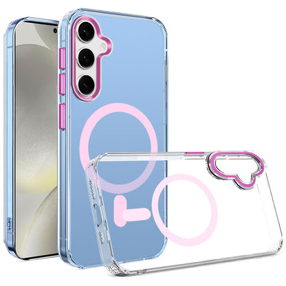 For Samsung Galaxy S25+ /S25 Plus /S24+ Plus Clear Transparent Case Matching Circle Design, Hybrid TPU Hard Shell, Support Magsafe Charger Case Cover