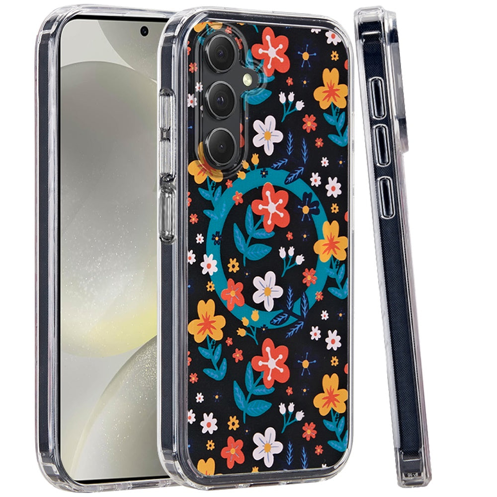 For Samsung Galaxy S25 /S24 Cute Fashion Pattern Design, Durable Shockproof Slim TPU Hard Back, MagSafe Compatible Case Cover Galaxy Floral