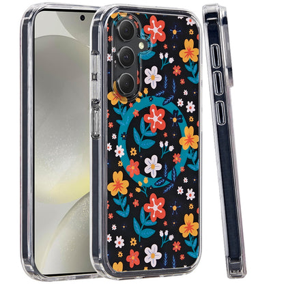 For Samsung Galaxy S25 /S24 Cute Fashion Pattern Design, Durable Shockproof Slim TPU Hard Back, MagSafe Compatible Case Cover Galaxy Floral