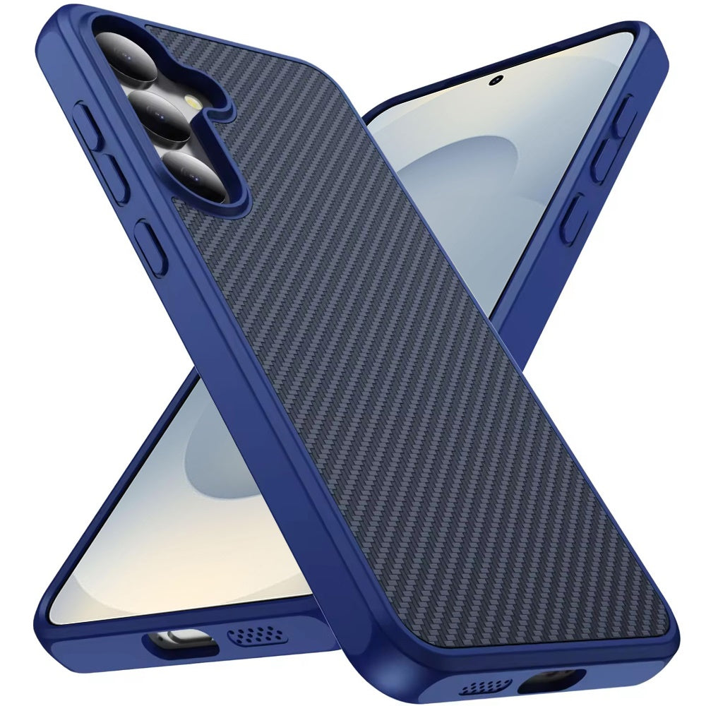 For Samsung Galaxy S26 Carbon Fiber Design with Magnetic HQ 2.0mm Thick Hybrid Shockproof Rubber Hard PC Case Cover