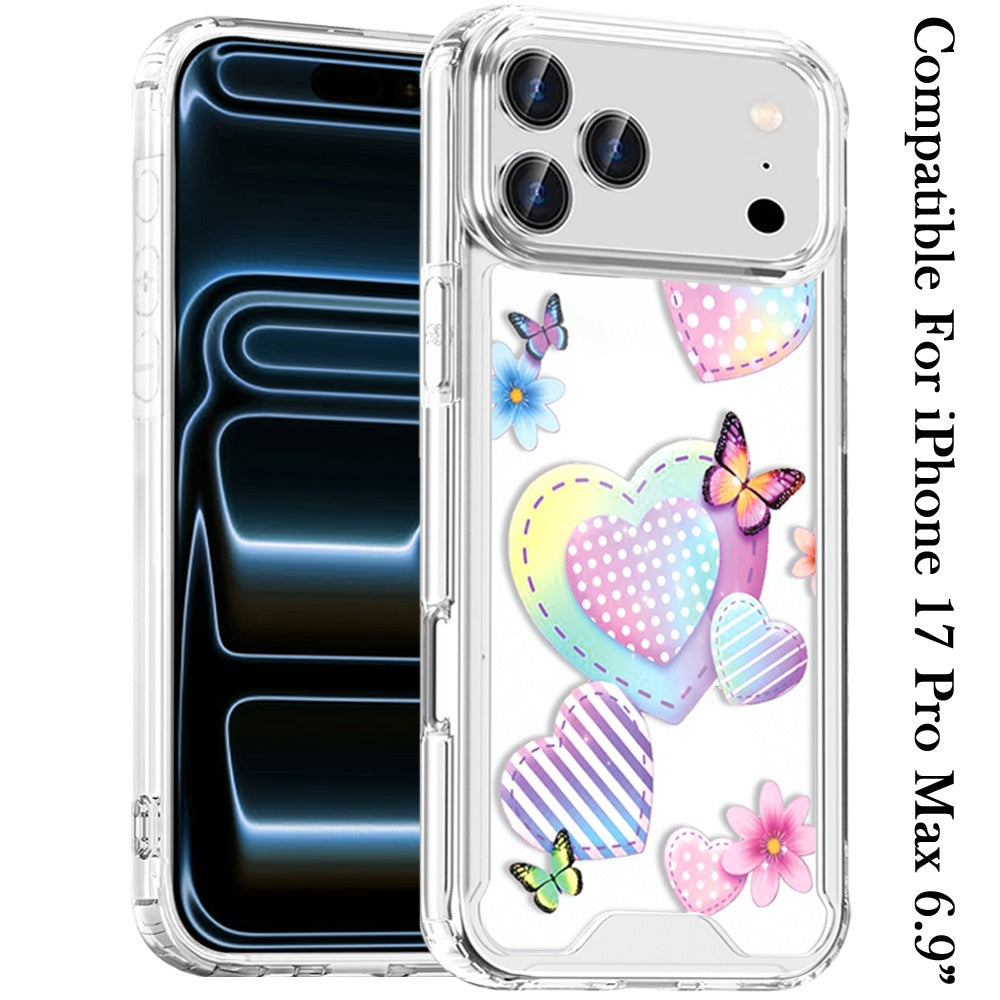 For Apple iPhone 17 Pro Max (6.9") Beautiful TPU Design, Slim Shockproof Soft Cover for Women and Girls, Stylish Protective Case Cover