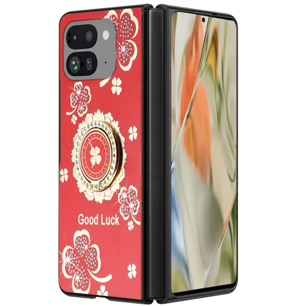 For Google Pixel 10 Pro Fold Diamonds 3D Fashion Bling Sparkly Glitter Ornaments Engraving Hybrid with Ring Stand Case Cover