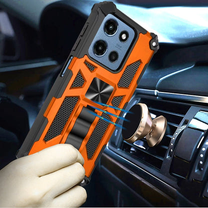 For Motorola Moto G 5G 2026/2025 Hybrid Shockproof [Military Grade] Rugged Protective with Magnetic Car Mount & Invisible Stand Case Cover Cosmic Orange