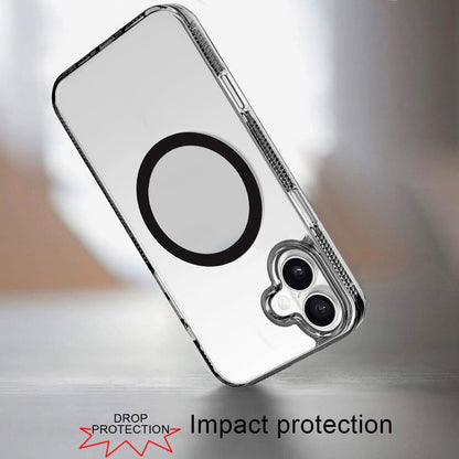 For Apple iPhone 17 (6.3") MagSafe Compatible Integrated Technology Clean Transparent Hybrid Armor TPU Frame Case Cover Black