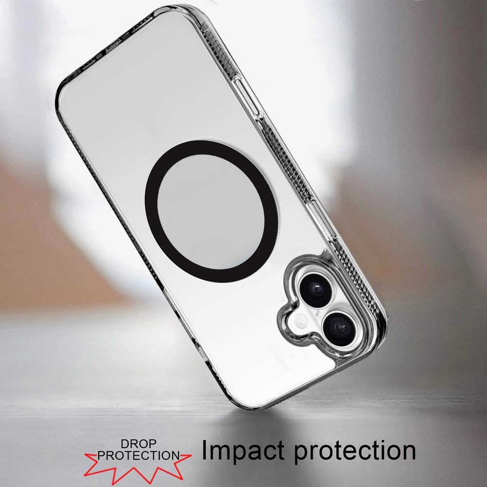 For Apple iPhone 17 (6.3") MagSafe Compatible Integrated Technology Clean Transparent Hybrid Armor TPU Frame Case Cover Cosmic Orange