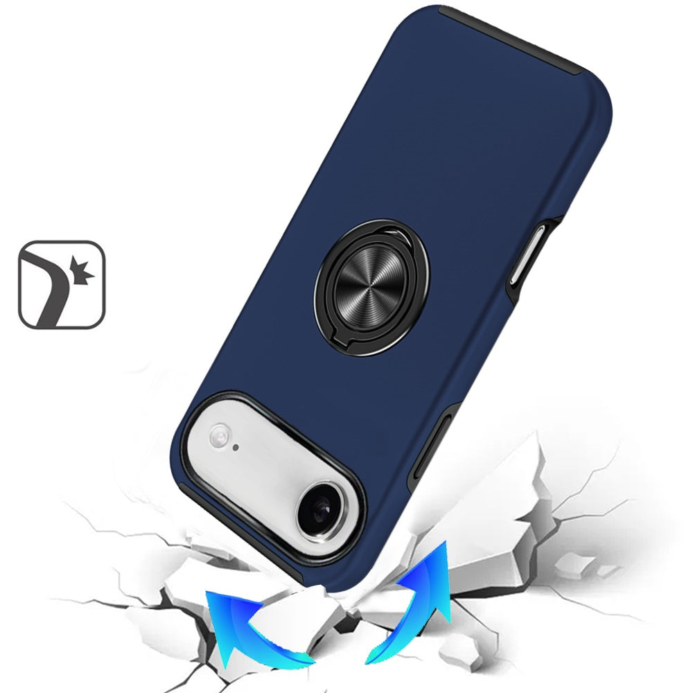 For Apple iPhone 17 AIR Hybrid 360 Degree Rotatable Metal Invisible Ring Stand Holder Slim Fit Magnetic Car Mount Shockproof Case Cover