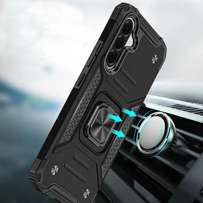 For Samsung Galaxy A37 Armor Hybrid Magnetic Stand with Ring Holder Kickstand Shockproof Heavy-Duty Durable Rugged TPU Dual Layer Case Cover