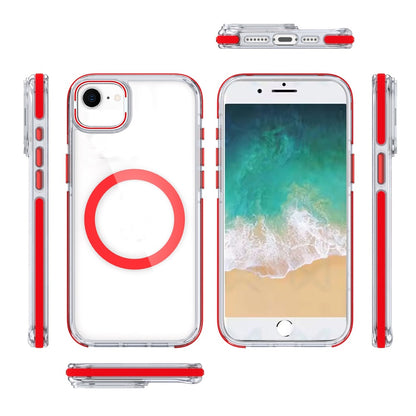For Apple iPhone 17E /16E Hybrid Clear Back Case with Invisible Camera Bracket Stand, MagSafe Magnetic Circle, Shockproof Color Frame Case Cover