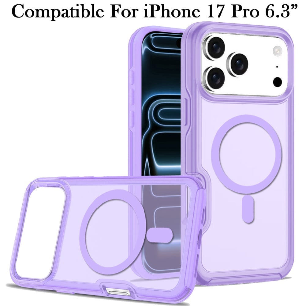 For Apple iPhone 17 Pro (6.3") Slim & Durable Compatible with MagSafe Hybrid Shockproof Glossy Oil Protective Dual Layer TPU + PC Case Cover