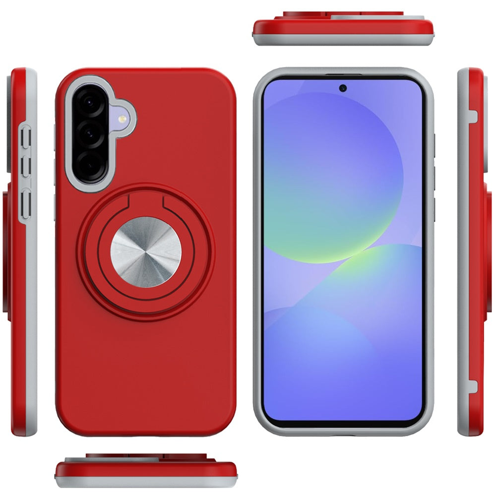 For Samsung Galaxy A37 Metal Matte Hybrid with Invisible Rotational Ring Stand, Car Mount Friendly, Military Grade Slim Fit Sturdy Case Cover