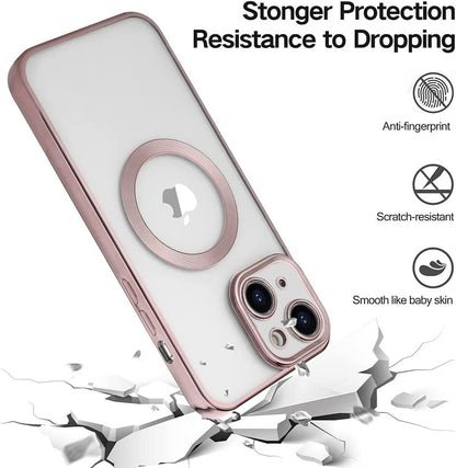 For Apple iPhone 17 Pro Clear Hybrid Case with Plating Chrome Frame, Camera Protection, MagSafe Compatible Case Cover