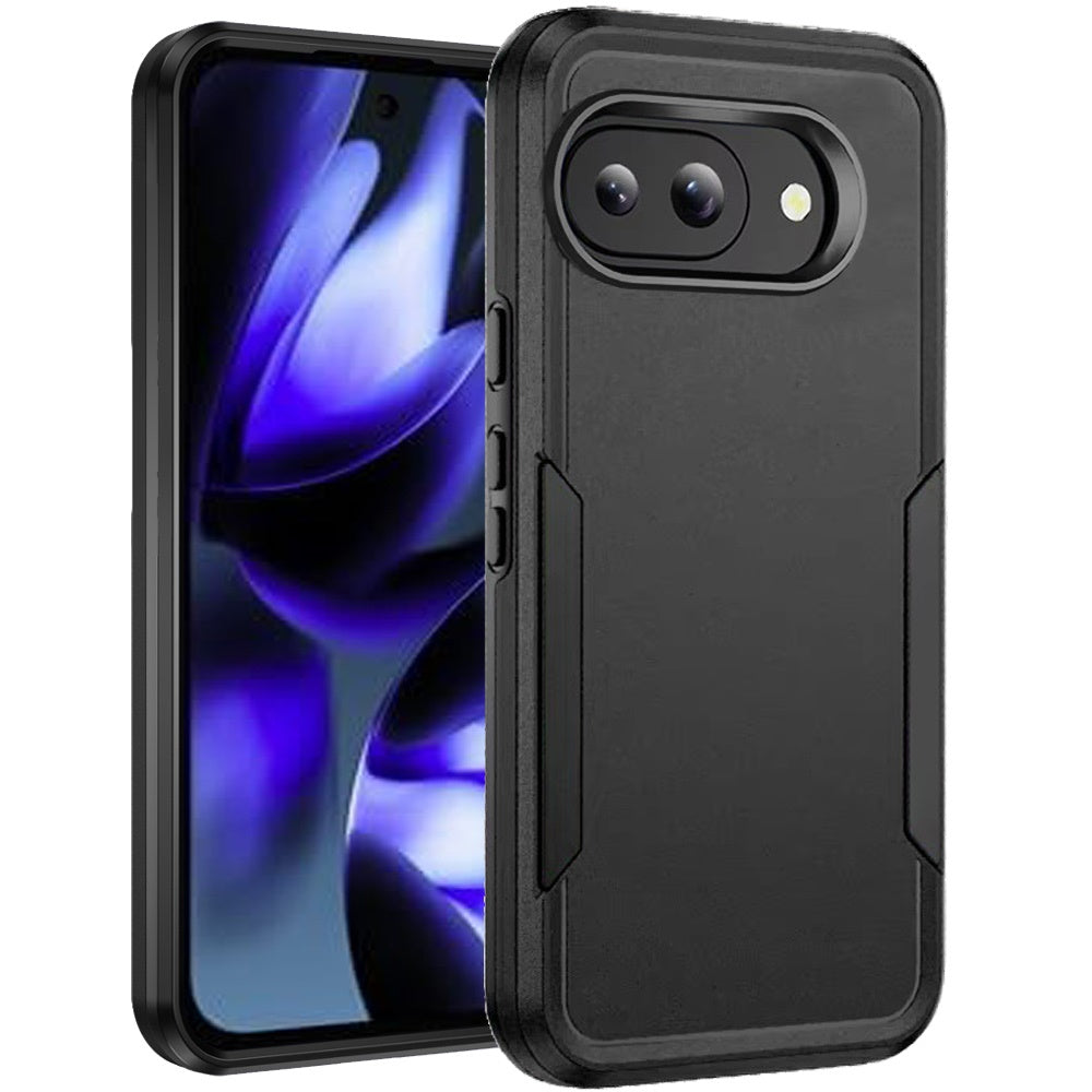 For Google Pixel 9A Heavy Duty Shockproof Dual Layer Drop Protection Tough Hybrid Rugged Rubber Armor Defend Case Cover Black