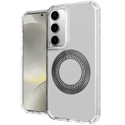 For Samsung Galaxy S25 /S24 Magnetic Circle Compatible with Magsafe, Hybrid Chrome 3in1 Transparent Shockproof TPU Bumper Case Cover