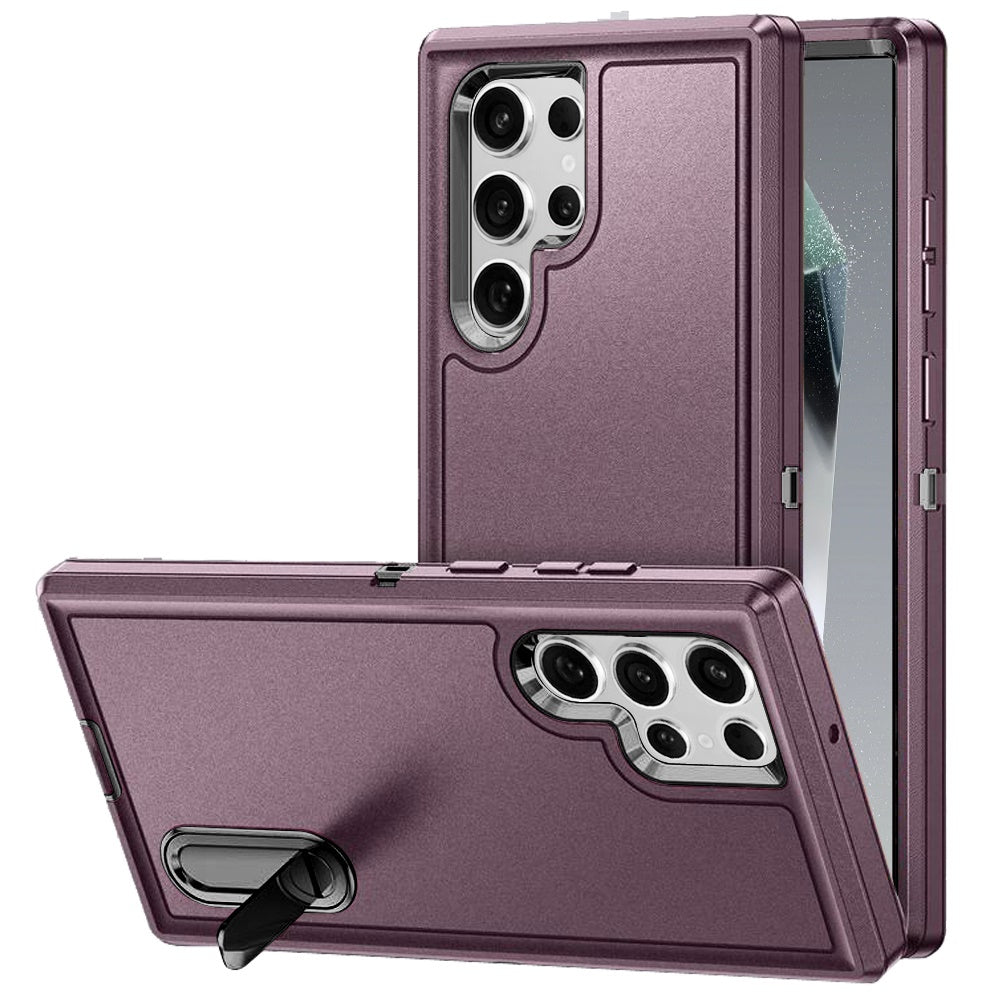 For Samsung Galaxy S25 Ultra Hybrid 3 Layers Hard 3in1 Shockproof with Kickstand Heavy Duty Hard TPU Rubber Anti-Drop Case Cover Teal+Hot Pink
