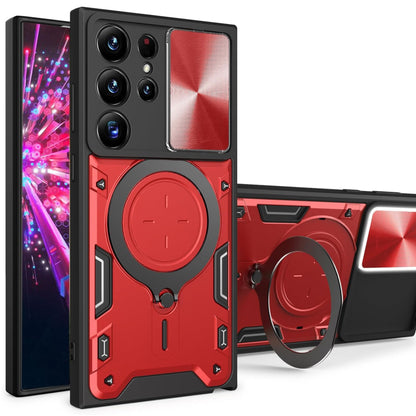 For Samsung Galaxy S25+ S25 Plus /S24+ Hybrid Shockproof with Magnetic Ring Stand, Compatible with Magsafe & Sliding Camera Lens Protector Case Cover