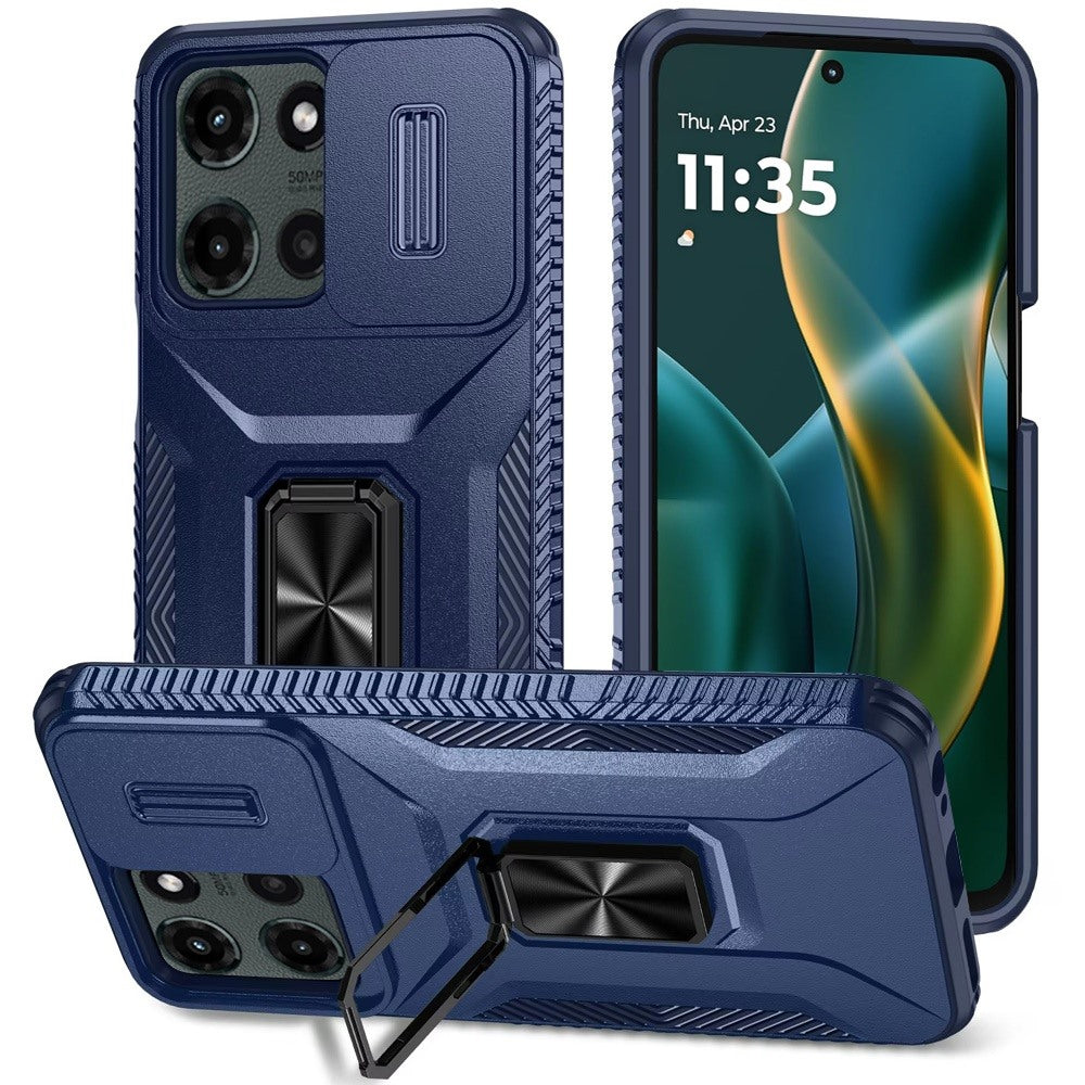 For Motorola Edge 2025 Case, Camera Cover with Magnetic Rotation Ring Stand, Military Grade Hybrid Hard TPU Shockproof Case Cover