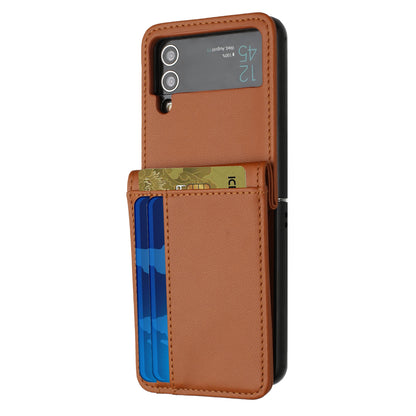 For Samsung Galaxy Z Flip 7 FE Wallet Case PU Leather Back Storage with Card ID Slot, Pocket Holder, Hybrid Protective Case Cover Brown
