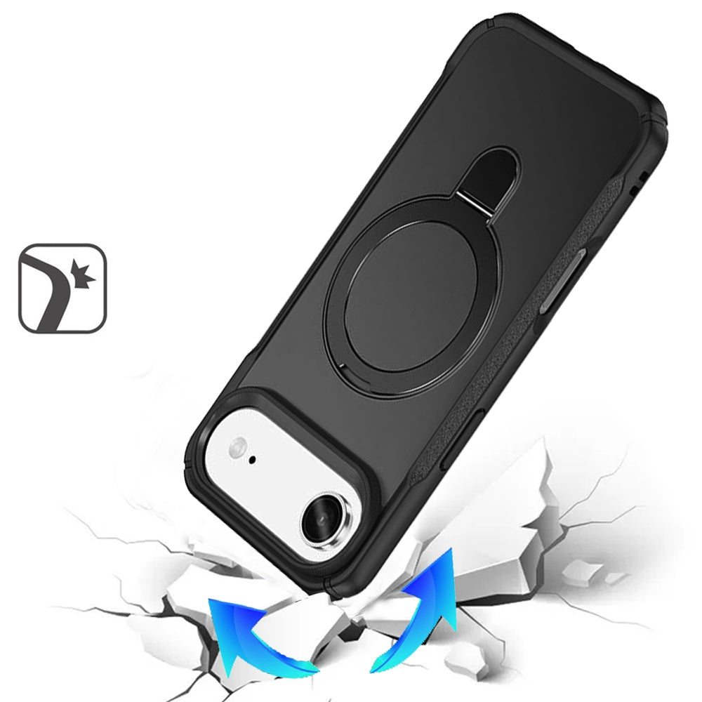 For Samsung Galaxy S26+ / S26 Plus Matte Finish Magnetic Ring Hybrid Protective Invisible Kickstand Magsafe Compatible Case Cover Black