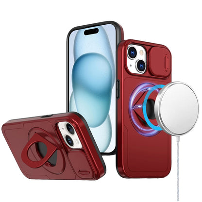 For Apple iPhone 11 Full Coverage with Camera Window, Magnetic Circle, Rotatable Ring Stand, MagSafe Compatible, Shockproof Hybrid Protectiv Case Cover