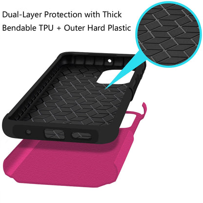 For TCL K32 5G Ultra Slim Corner Protection Shock Absorption Hybrid Dual Layer Hard PC + TPU Rubber Armor Defender Case Cover Fuchsia Pink