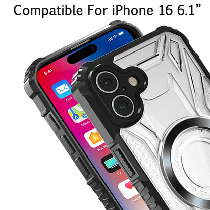 For Apple iPhone 17 Pro Max Magnetic Circle Transparent Rugged Hybrid MagSafe Compatible Pattern Clear Shockproof Frame Bumper Case Cover Black