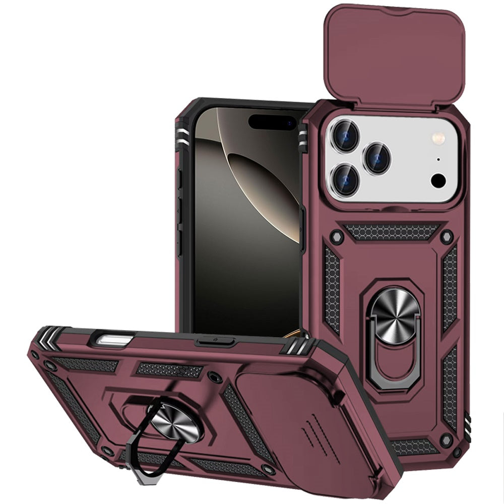 For Apple iPhone 17 Pro Max (6.9") Hybrid Ring Shockproof with 360° Rotate Ring Kickstand, Camera Lens Protection, Soft Edge Bumper Case Cover