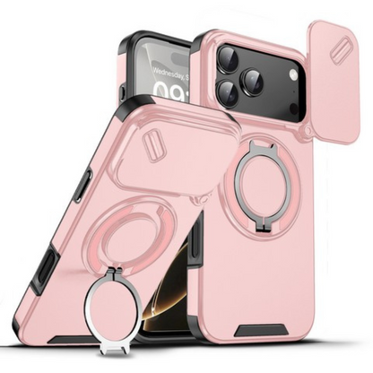 For Apple iPhone 17 Pro Max Hybrid Case with 360° Magnetic Ring Stand, Camera Slide Protector & Compatible with MagSafe Case Cover