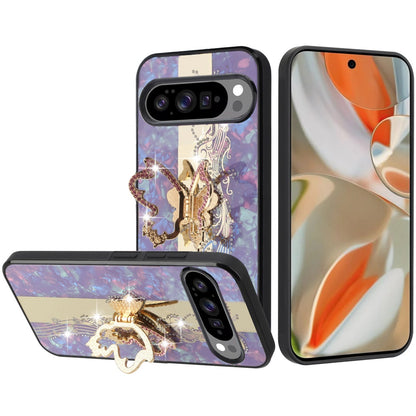 For Google Pixel 10 /Pixel 10 Pro Diamonds 3D Fashion Bling Sparkly Glitter Ornaments Engraving Hybrid with Ring Stand Case Cover