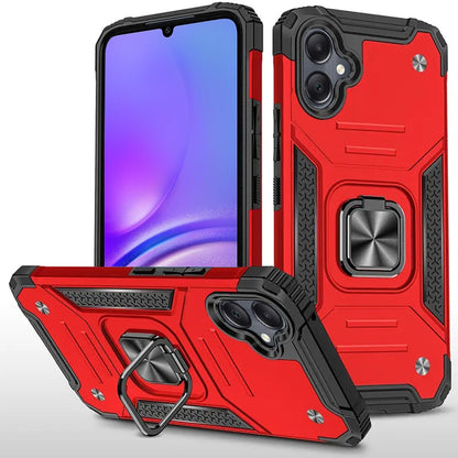 For Samsung Galaxy A36 Armor Hybrid Magnetic Stand with Ring Holder Kickstand Shockproof Heavy-Duty Durable Rugged TPU Dual Layer Case Cover