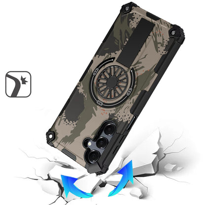 Phone Case for Samsung Galaxy A17 5G Magnetic Car Mount Friendly Hybrid Rugged Grip Shockproof Anti Slip Textured Armor Durable Protective Cover Natural Camo