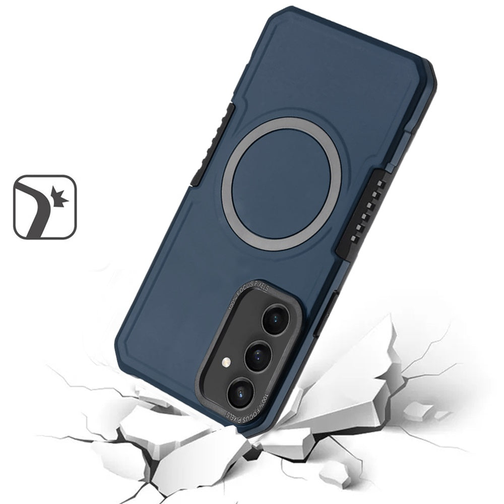 For Samsung Galaxy S25+ /S25 Plus /S24+ Plus Hybrid Armor Grip Metal Magnetic Circle Compatible with MagSafe for Wireless Charging Shockproof Case Cover