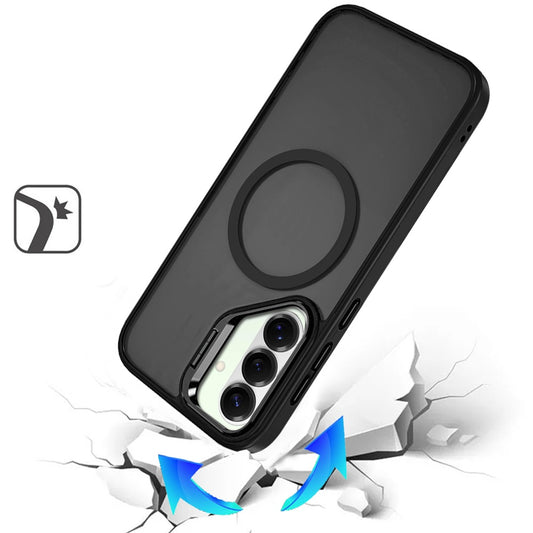 For Samsung Galaxy S26+ / S26 Plus Heavy Duty Metallic Hybrid Tough TPU with Camera Ring Stand, MagSafe Compatible, Rugged Drop Protection Case Cover