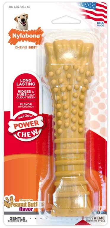 Nylabone Dura Chew Souper Bone - Peanut Butter Flavor [Toys Nylabone for Dog] 7.75" Bone - (For Dogs over 50 lbs)