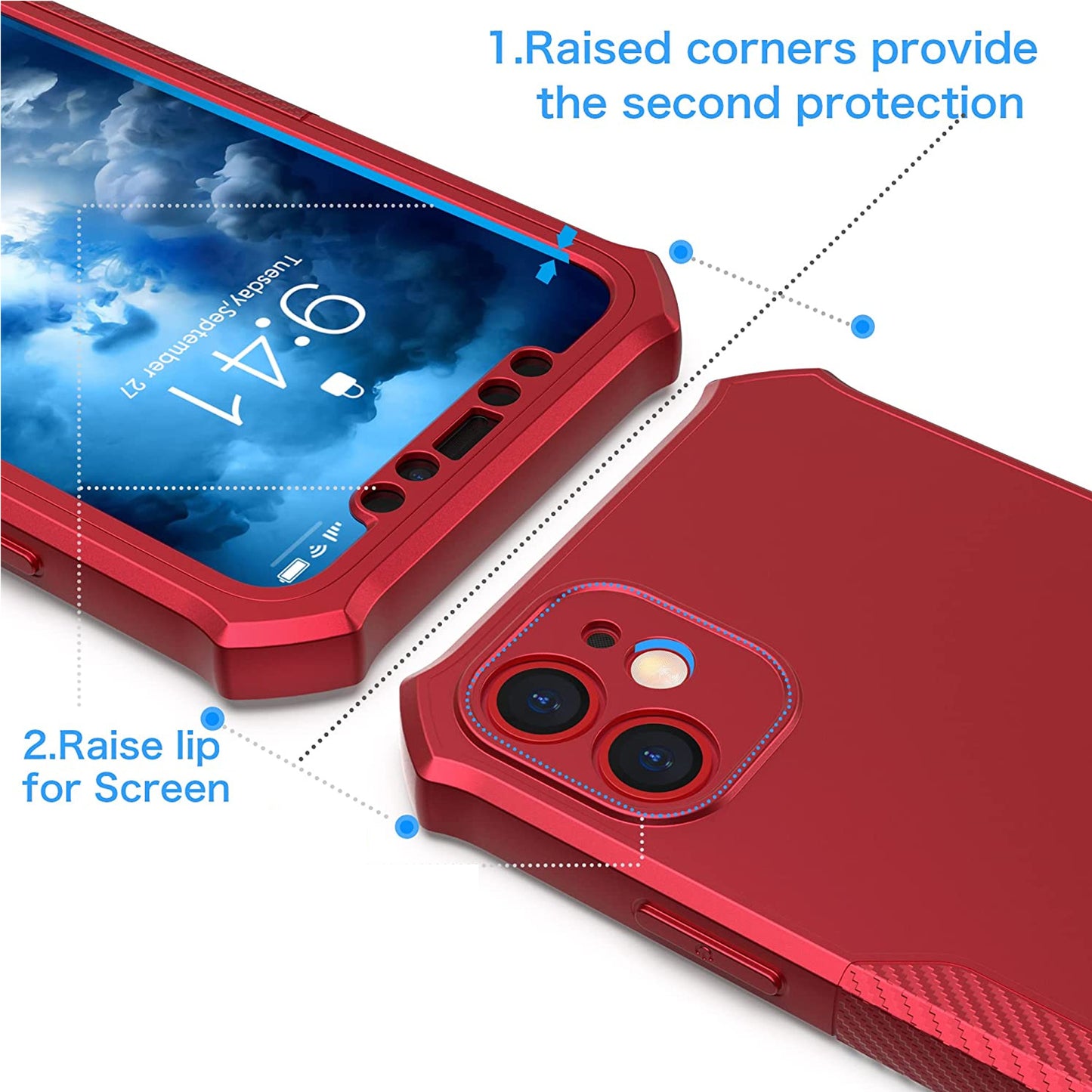 For TCL 60 XE NXTPAPER Full-Body Dual Layer Hybrid Case Slim, Drop-Proof TPU Hard PC, Durable Corner Front Bumper Protector Case Cover Red