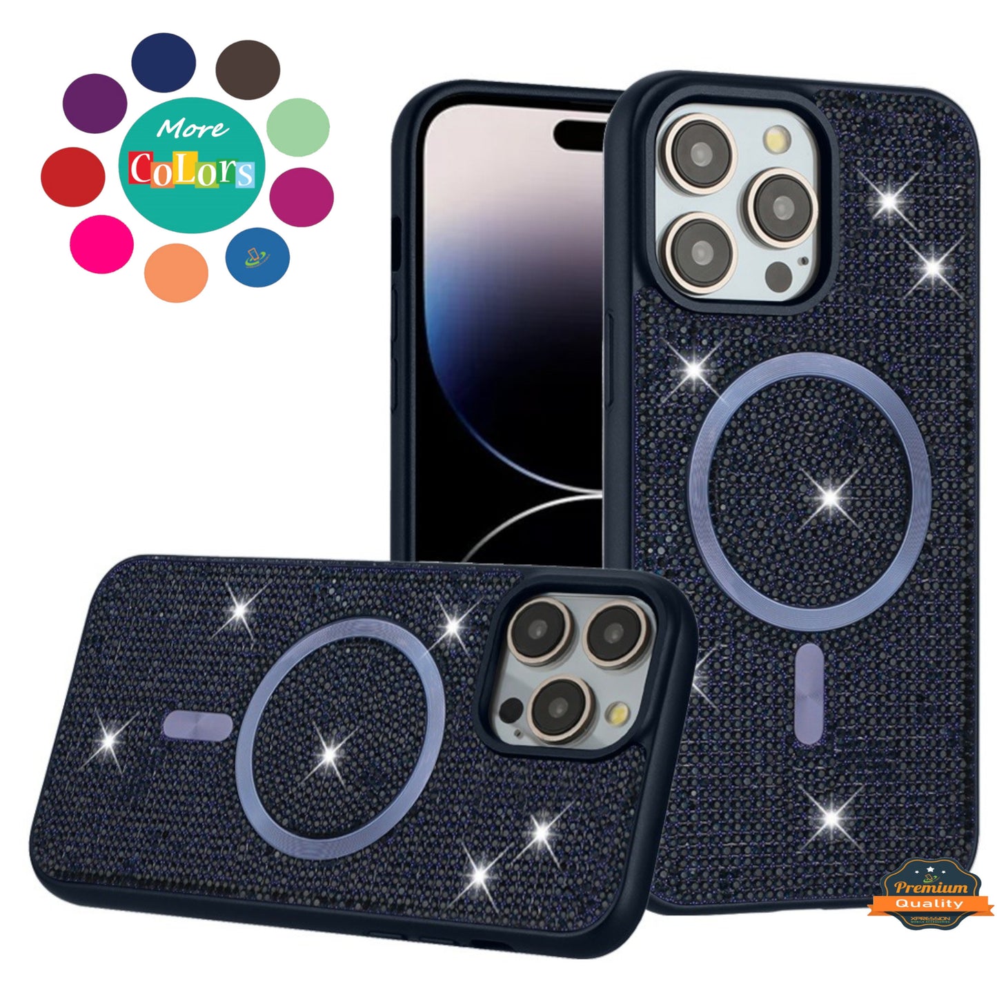 For Samsung Galaxy A17 5G Sparkly Diamond Bling Case Rhinestone Skin Hybrid with Magnetic Circle, MagSafe Compatible Case Cover