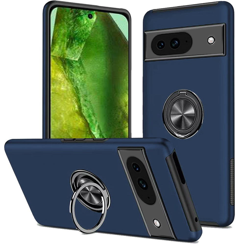 For Google Pixel 8A Hybrid 360 Degree Rotatable Metal Invisible Ring Stand Holder Fit Magnetic Car Mount Shockproof Case Cover