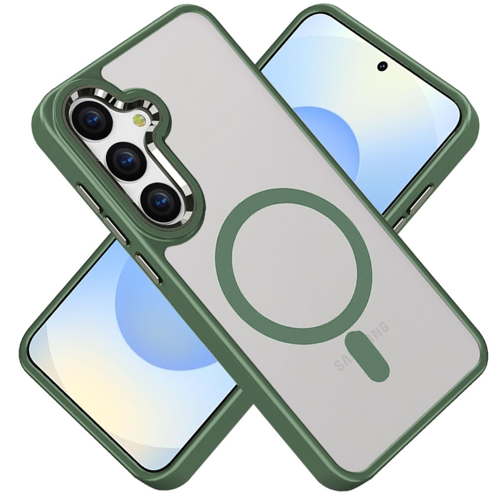 For Samsung Galaxy S25+ /S25 Plus /S24+ Plus MagSafe Compatible Transparent Greatest Clear Acrylic with Color Frame Thick Hybrid TPU Hard Case Cover