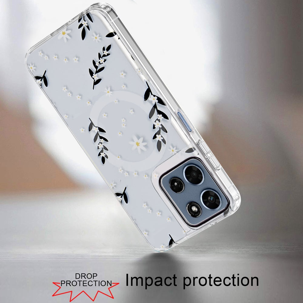 Phone Case for Motorola Moto G Play 5G 2026 Shockproof Dual Layer TPU IMD Print Rugged Anti-Slip Grip Drop Protection Scratch Resistant Slim Fit Glossy Floral Heart Aesthetic Cover