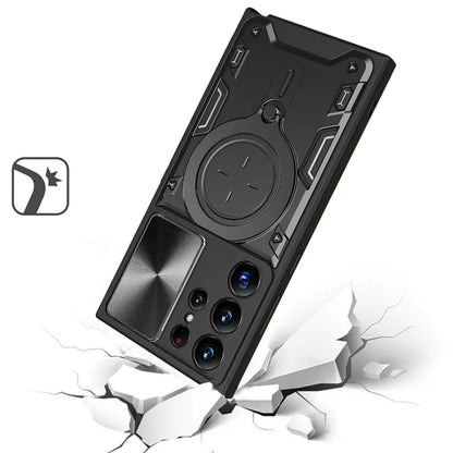 For Apple iPhone 17 Pro Hybrid Magnetic 360° Ring Kickstand, MagSafe Compatible, Durable Full Camera Lens Protection Case Cover Black